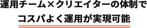 運営チーム/クリエイターの体制でコスパよく運用が実現可能